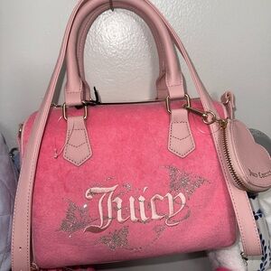 Juicy Couture Pink Winging it Satchel with Butterfly Detail